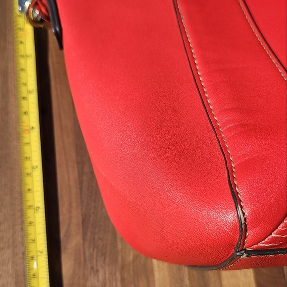 Anne Klein Red Satchel Shoulder Bag with Crossbody Strap Gold Hardware - Picture 11 of 14